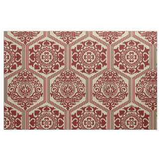 Tela Hexágonos del siglo XI - Rojo oscuro sobre lino