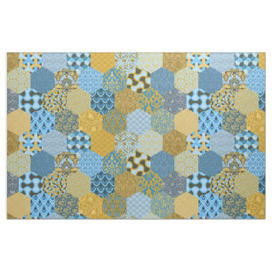 Tela Hexagons amarillo y azul