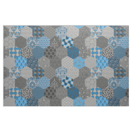 Tela Hexagons azul y gris