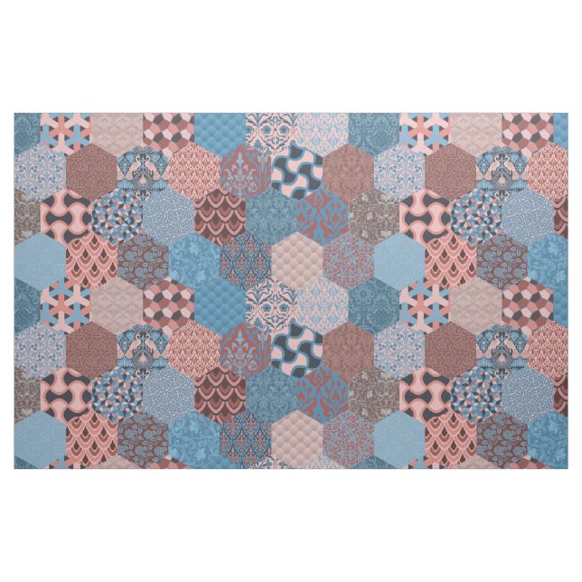 Tela Hexagons Cornflower y Rosa ("Cuarto gordo" (fat quarter))