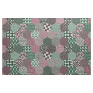 Tela Hexagons de frambuesa y pino