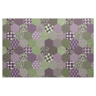 Tela Hexagons morado y verde