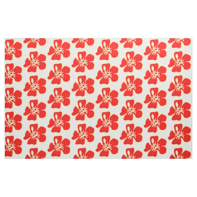 Tela Hibiscus Rojo Flores Tropical Hawai Fiesta Luau ("Cuarto gordo" (fat quarter))