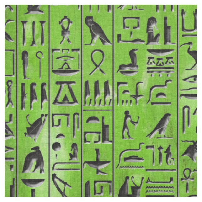 Tela Hieroglyphics en esmeralda (De cerca)