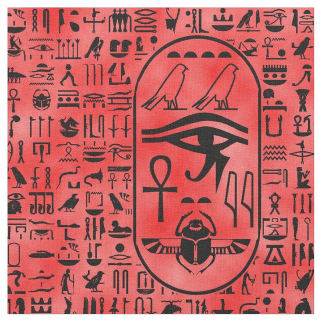 Tela Hieroglyphics rojos (De cerca)