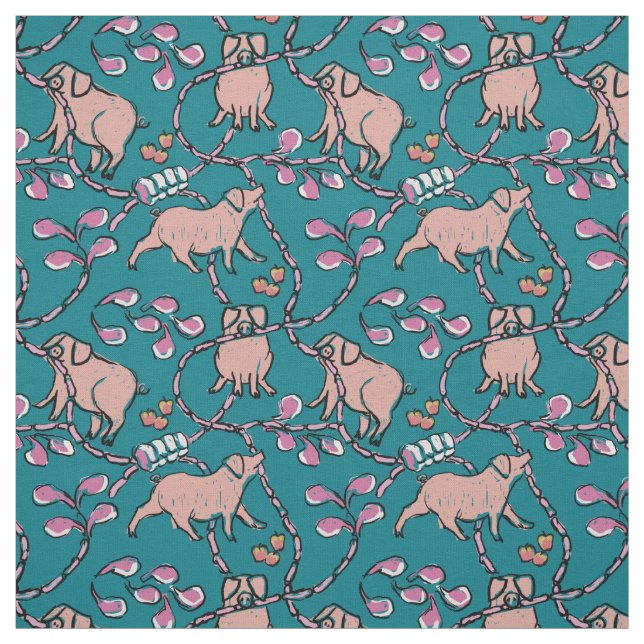 Tela Hilarious 2 Pig Year Birthdady Choose Color F (Retal)