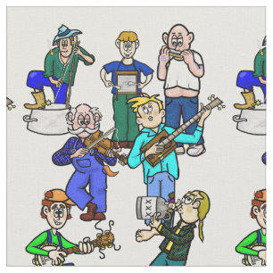 Tela Hillbilly Jug Band Musicians Fabric