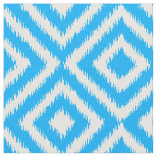 Tela Hip Azure Blue Ikat Diamond Squares Mosaic Pattern