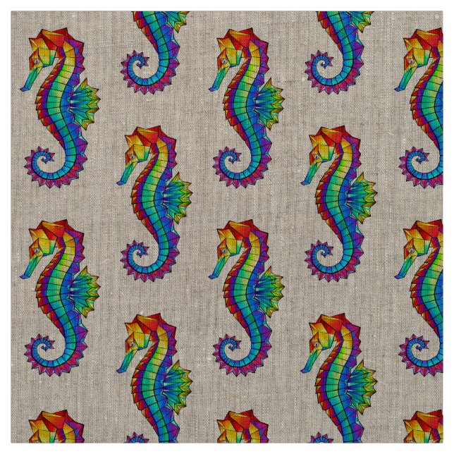 Tela Hipoahoría marino poligonal arcoiris (Retal)