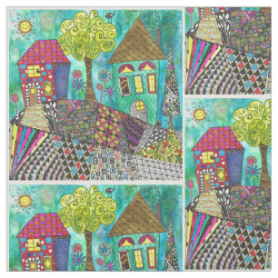 Tela Hogar Sweet Home Neighborhood Houses Fabric