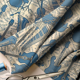 Tela Hoja de música e instrumentos Blue/Ivory ID481