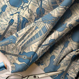 Tela Hoja de música e instrumentos Blue/Ivory ID481