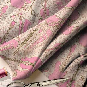 Tela Hoja de música e instrumentos Pink/Ivory ID481