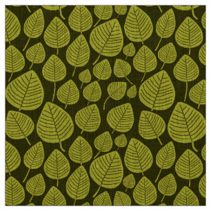 Tela Hojas - Amarillo bananero sobre oliva oscura