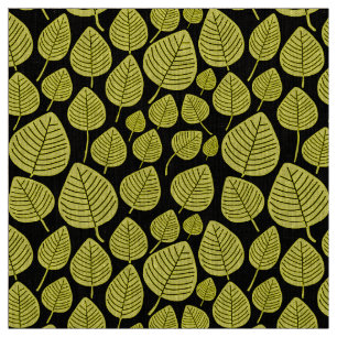 Tela Hojas - Amarillo sobre negro