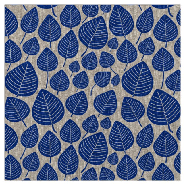 Tela Hojas - Azul Marino (Retal)