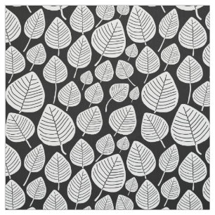 Tela Hojas - Blanco sobre negro