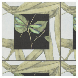 Tela Hojas con la inserción de la libélula de Jennife