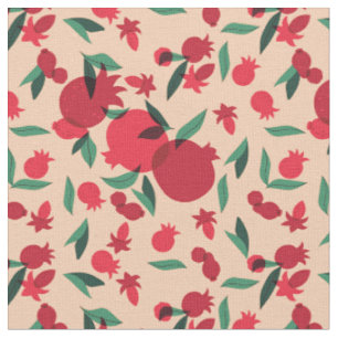 Tela hojas de fruto pomegranado retro botánico