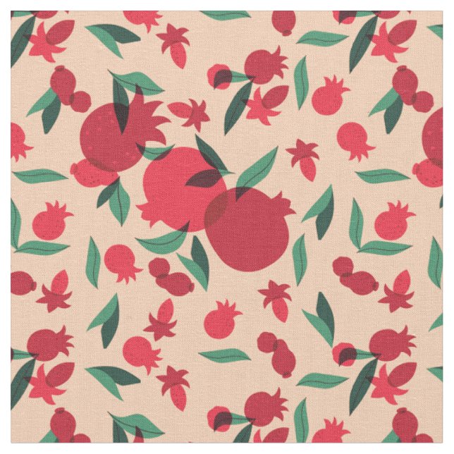 Tela hojas de fruto pomegranado retro botánico (De cerca)