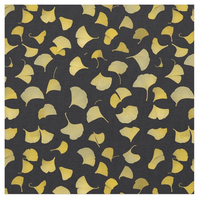 Tela Hojas de Ginkgo - Amarillo (De cerca)