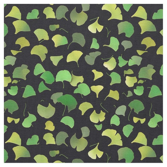 Tela Hojas de Ginkgo - Verde (De cerca)