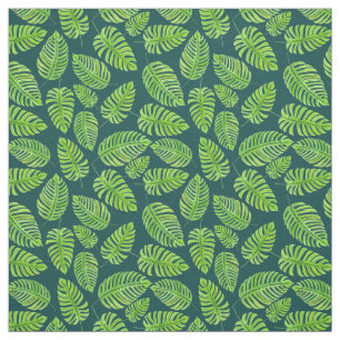 Tela Hojas de monstera, patrón de acuarela tropical