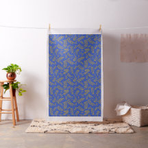 Hojas de oro satinado sobre azul cerúleo