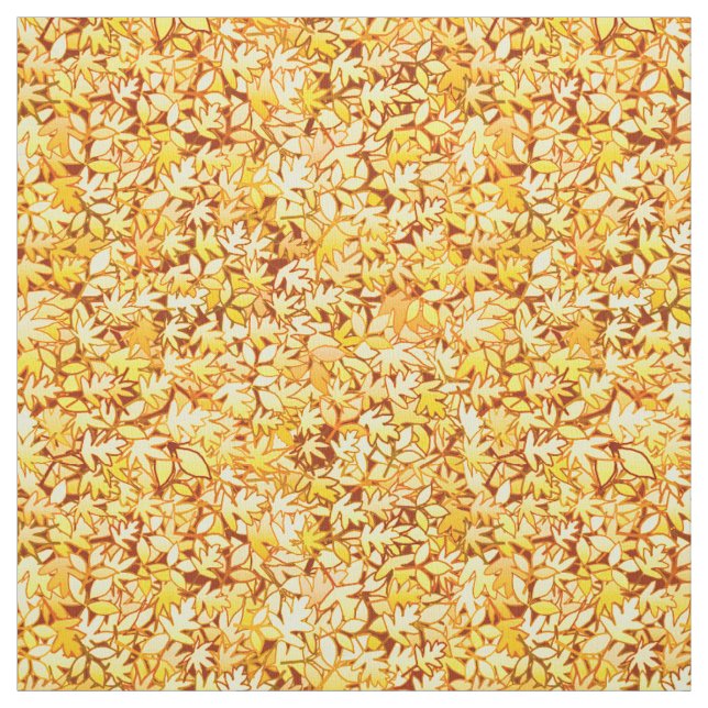 Tela Hojas de otoño, amarillo dorado (Retal)