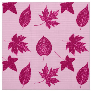 Tela Hojas de otoño - borgoña y cáscara rosa
