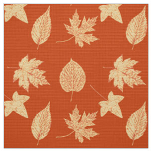 Tela Hojas de otoño - naranja de mandarina