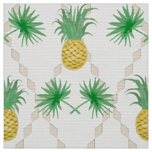 Tela Hojas de palma de piña de color agua exótica tropi