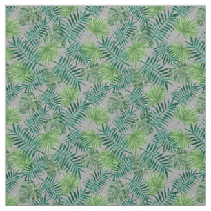 Tela Hojas de palma Tejido Gris de impresión tropical