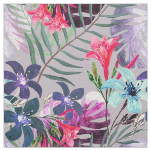 Tela hojas de palma, tropicales, botánicas, coloridas