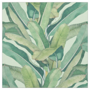 Tela Hojas de plátano vintage tropical verde