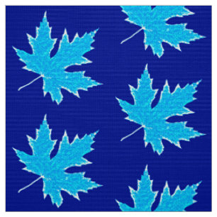 Tela Hojas de roble: azul hielo y cobalto