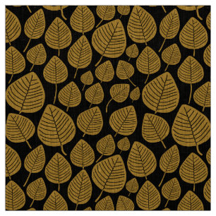 Tela Hojas - Gold Brown en negro