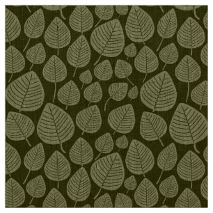Tela Hojas - Khaki sobre el olivo oscuro