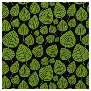 Tela Hojas - Martian Green sobre negro