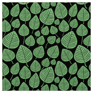 Tela Hojas - Mint Green en negro