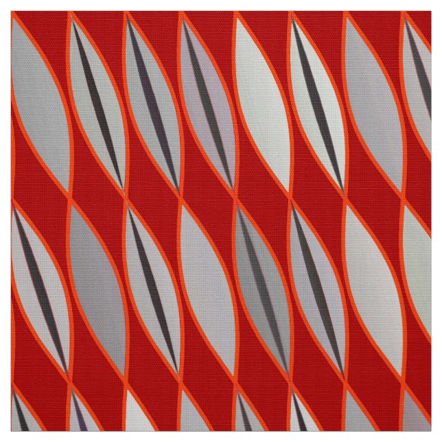 Tela Hojas modernas de los mediados de siglo, rojo (Retal)