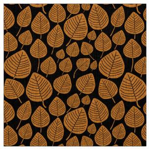 Tela Hojas - Naranja Claro sobre Negro
