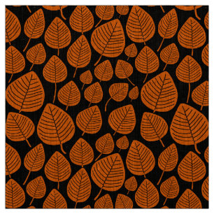 Tela Hojas - Naranja en negro