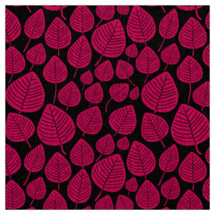 Tela Hojas - Neon Red on Black