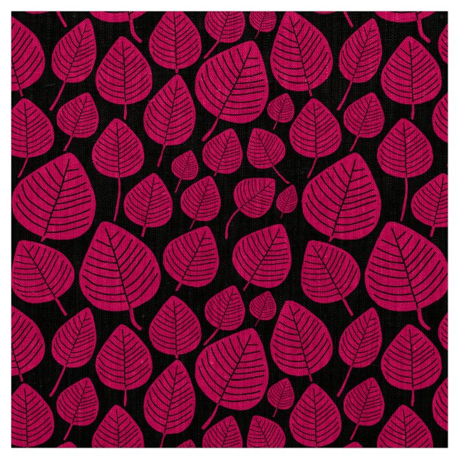 Tela Hojas - Neon Red on Black (Retal)