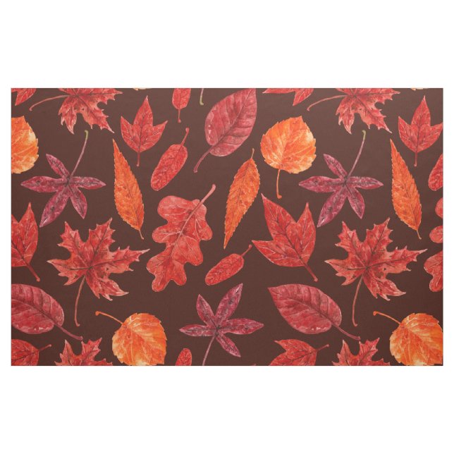 Tela Hojas otoñales acuarela ("Cuarto gordo" (fat quarter))