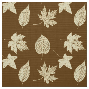 Tela Hojas otoñales - beige y chocolate