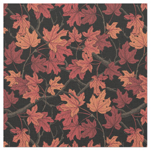Tela Hojas rojas de arce de otoño sobre negro