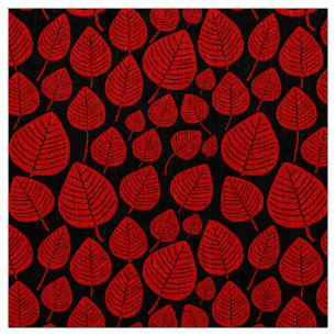 Tela Hojas - Rojas en negro