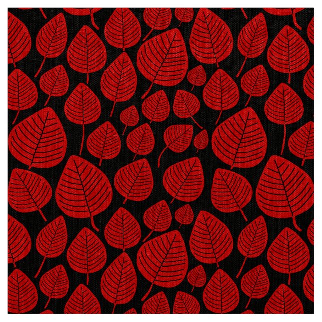 Tela Hojas - Rojas en negro (Retal)